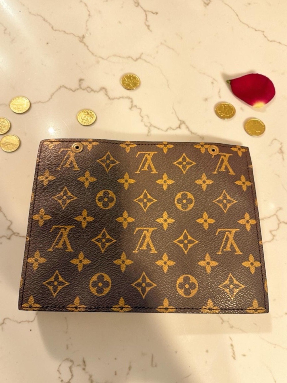 Louis Vuitton Brown Monogram Canvas Neverfull Pouch with Gold Hardware - Picture 2 of 9
